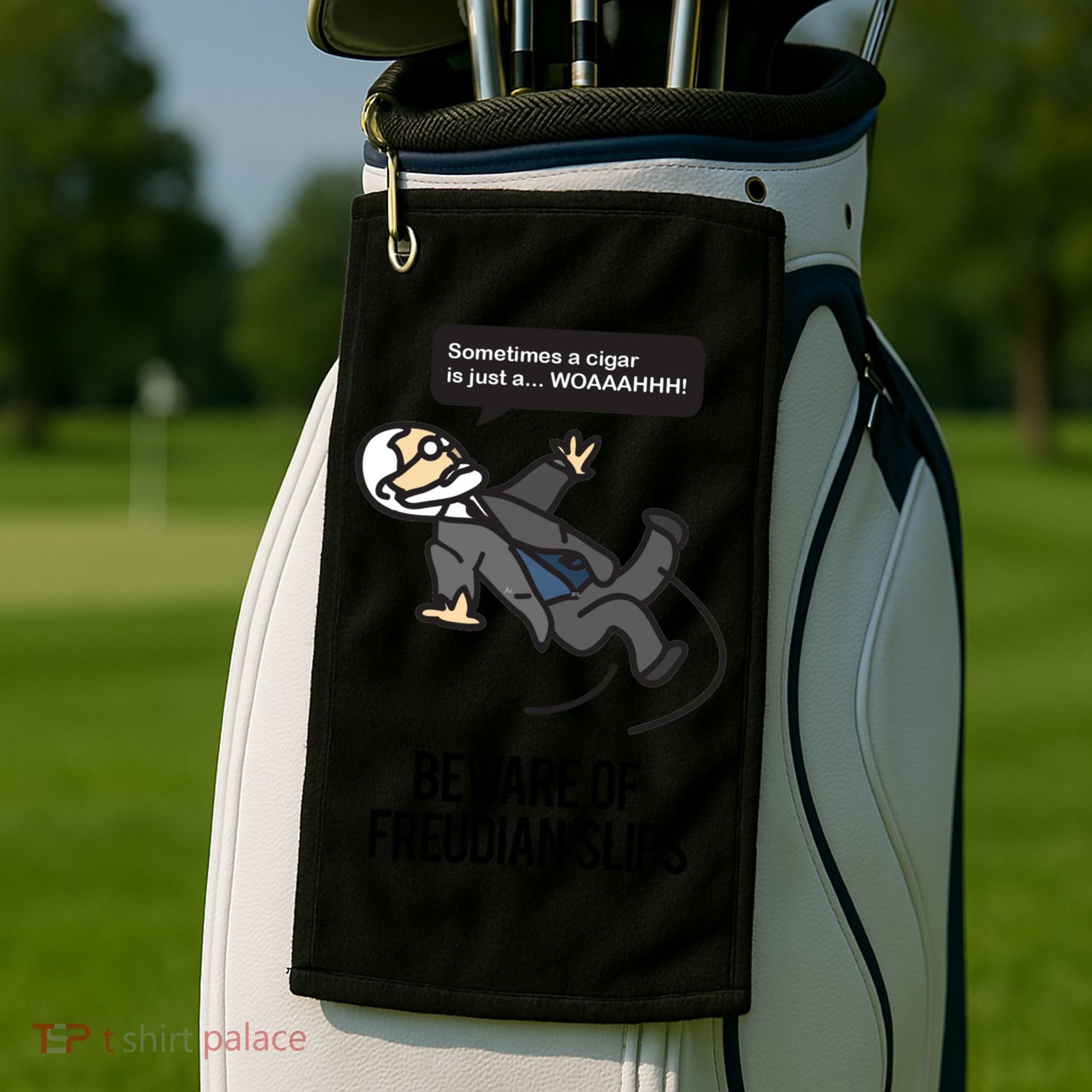 Funny Psychology Joke Sigmund Freud Beware Of Freudian Slips Golf Towel