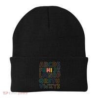Funny Pre K Kindergarten Hi Alphabet Back To School Teachers Beanie thumb 0