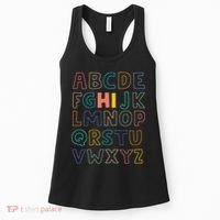 Funny Pre K Kindergarten Hi Alphabet Back To School Teachers Women's Tank Top thumb 0