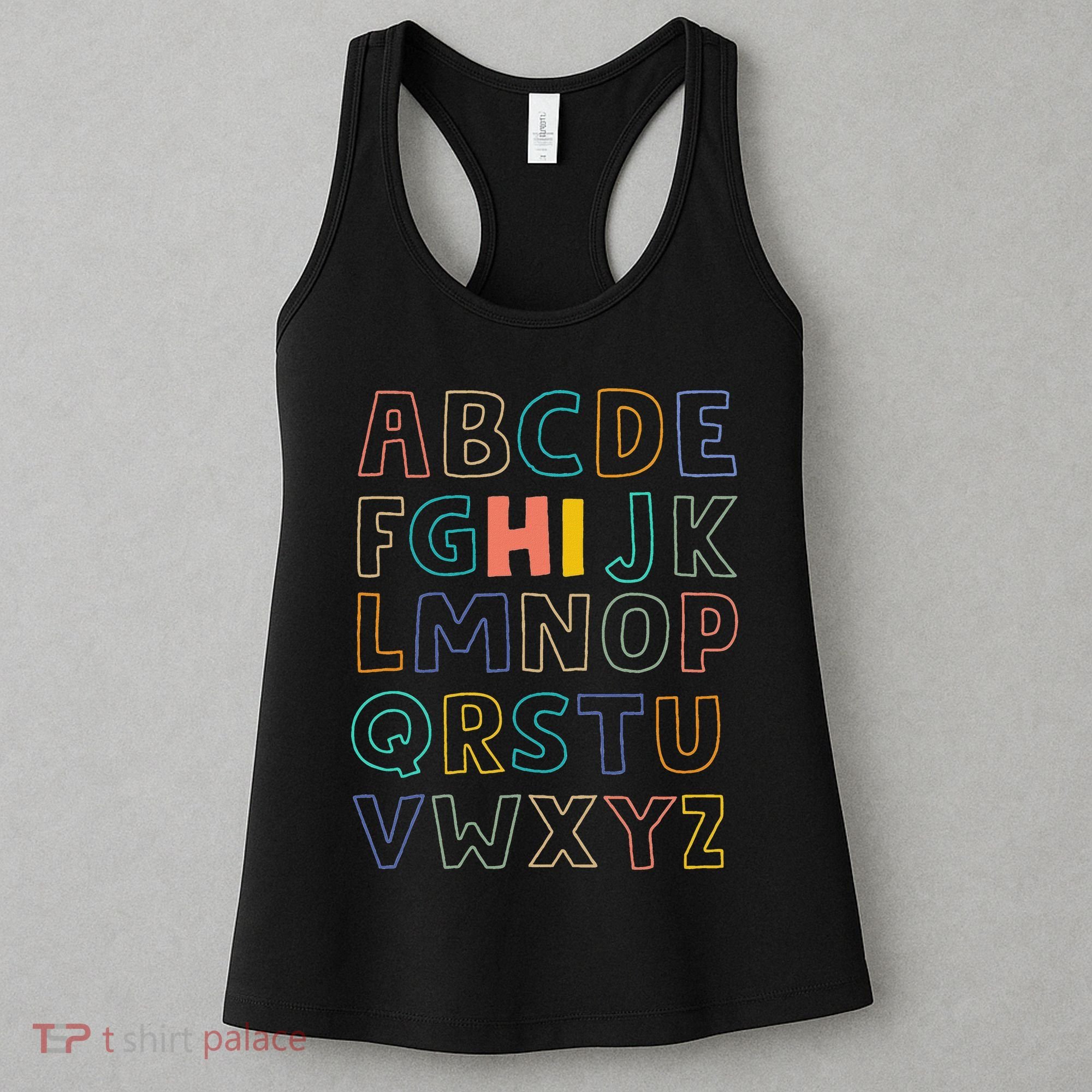 Funny Pre K Kindergarten Hi Alphabet Back To School Teachers Women's Tank Top