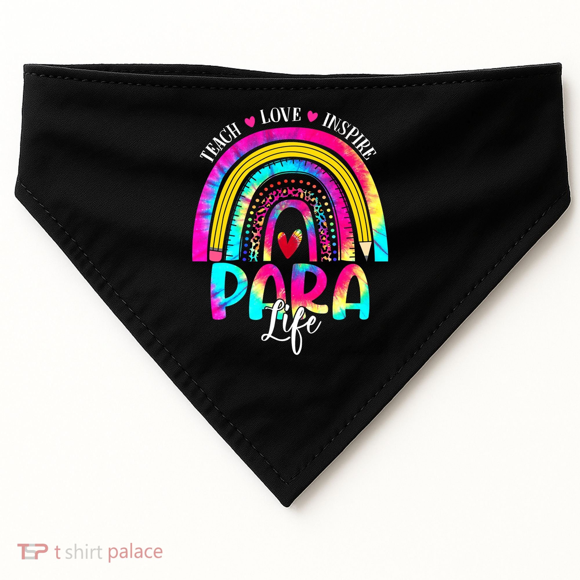 Funny Para Life Teacher Rainbow Tie Dye First Day Of School USA-Made Doggie Bandana