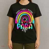 Funny Para Life Teacher Rainbow Tie Dye First Day Of School T-Shirt thumb 4