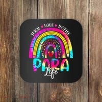 Funny Para Life Teacher Rainbow Tie Dye First Day Of School Coaster thumb 0
