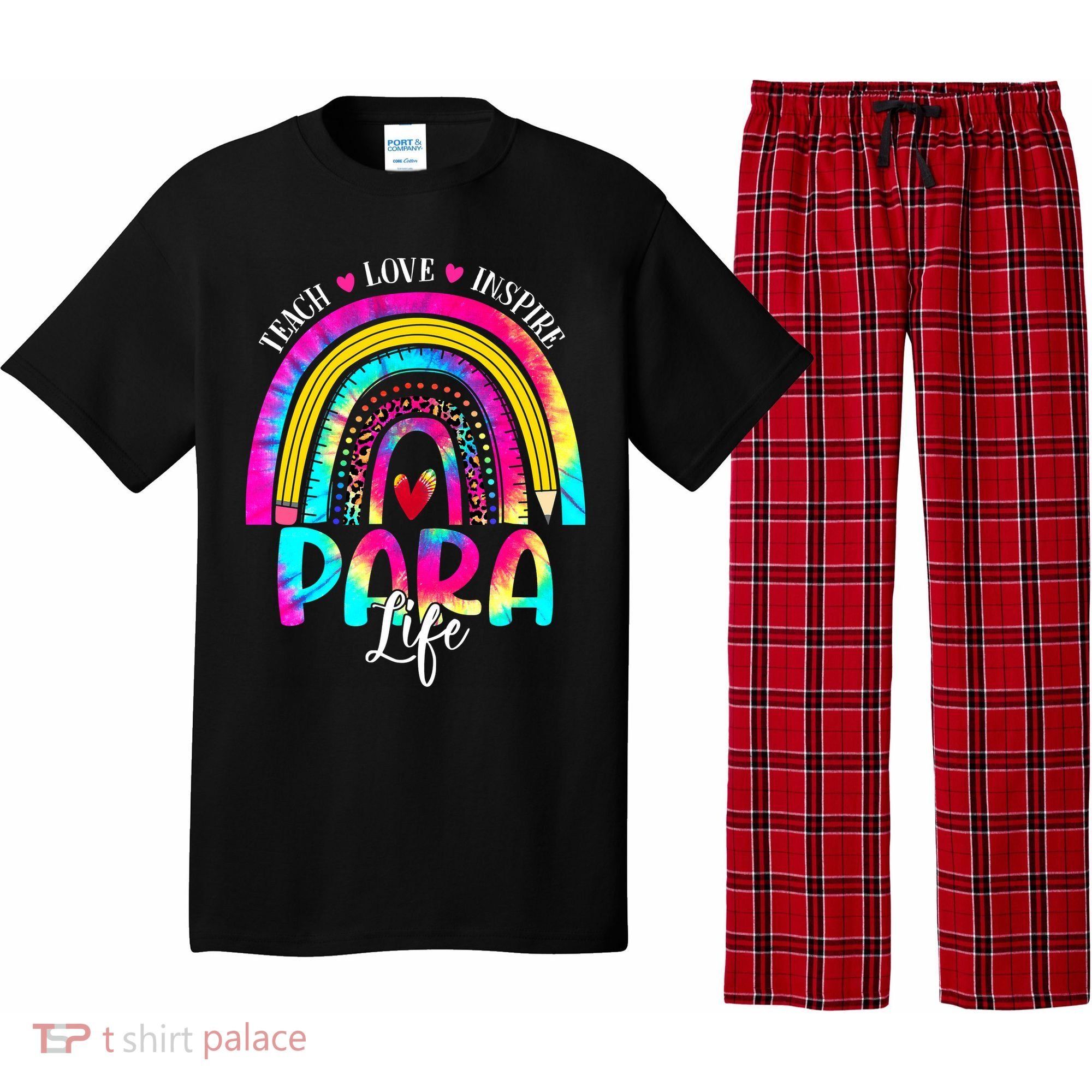 Funny Para Life Teacher Rainbow Tie Dye First Day Of School Pajama Set