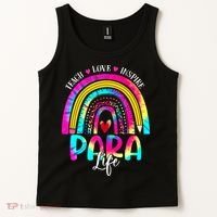 Funny Para Life Teacher Rainbow Tie Dye First Day Of School Tank Top thumb 2