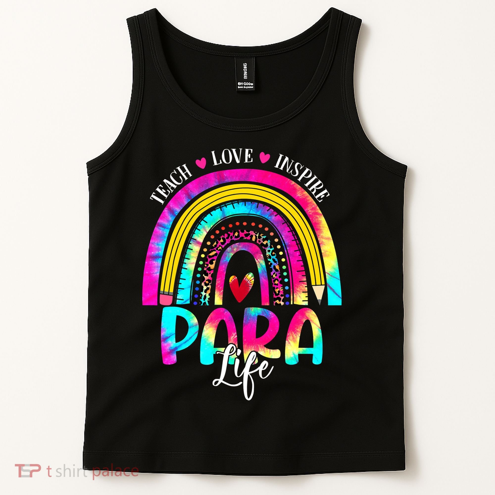 Funny Para Life Teacher Rainbow Tie Dye First Day Of School Tank Top