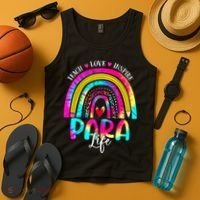 Funny Para Life Teacher Rainbow Tie Dye First Day Of School Tank Top thumb 4