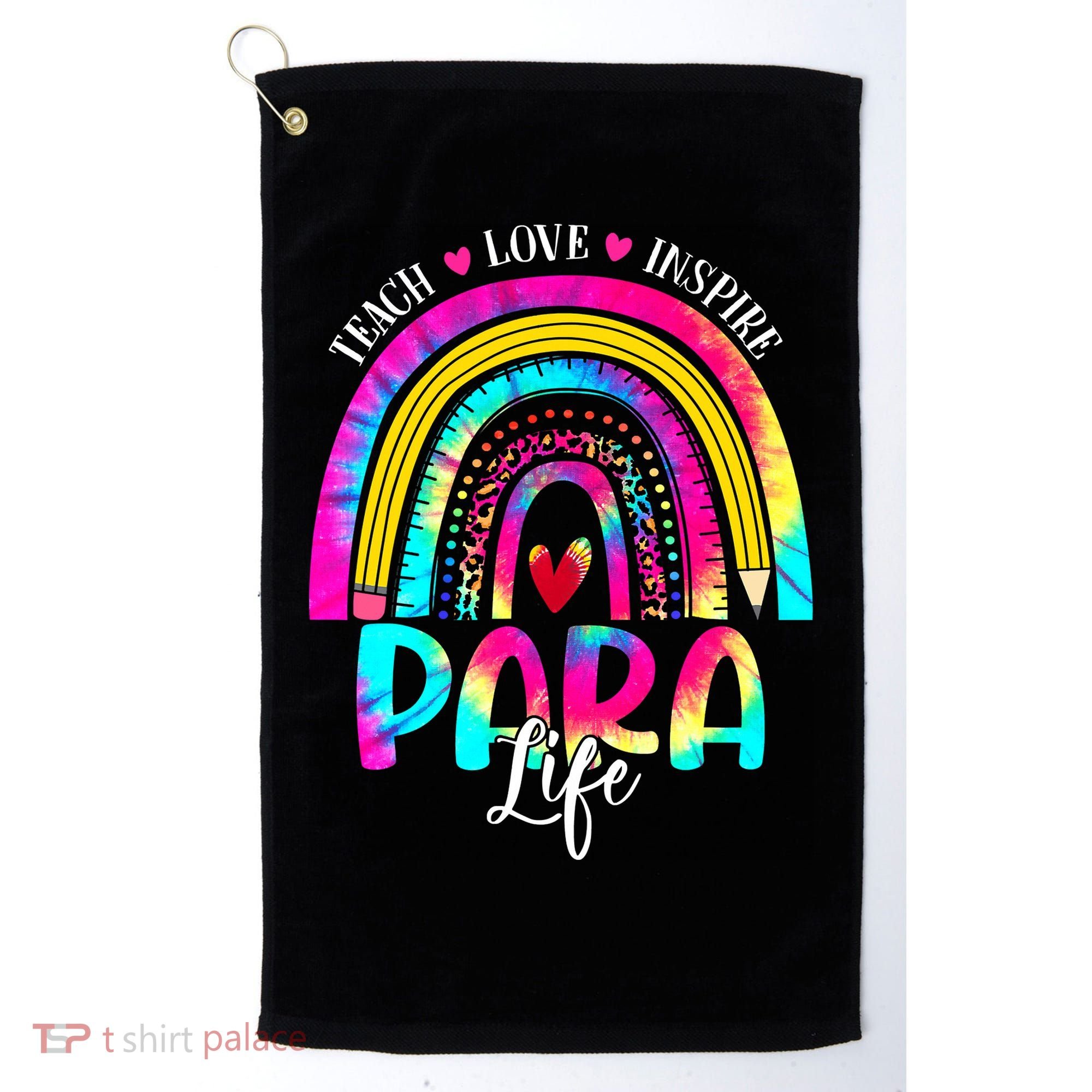 Funny Para Life Teacher Rainbow Tie Dye First Day Of School Golf Towel