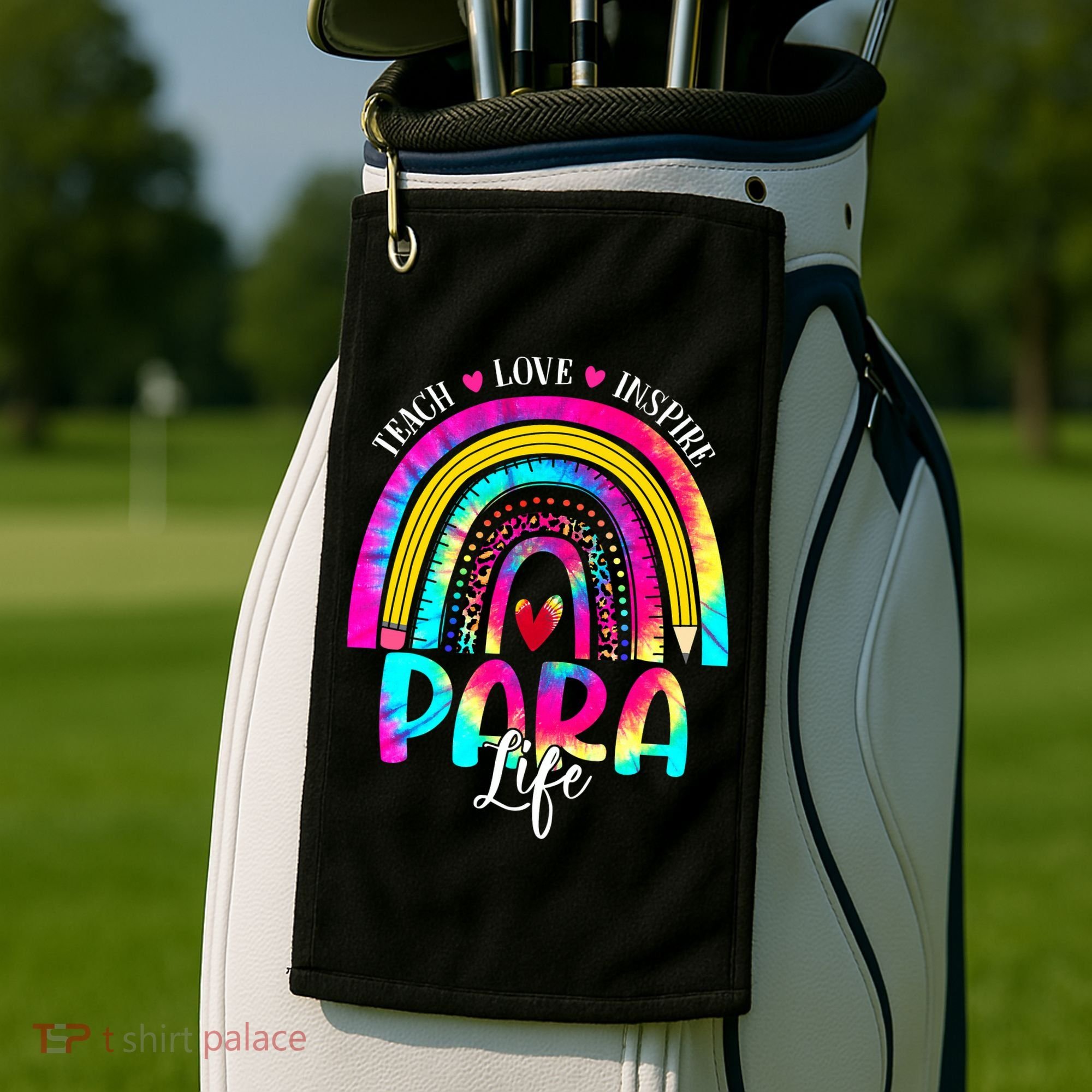 Funny Para Life Teacher Rainbow Tie Dye First Day Of School Golf Towel