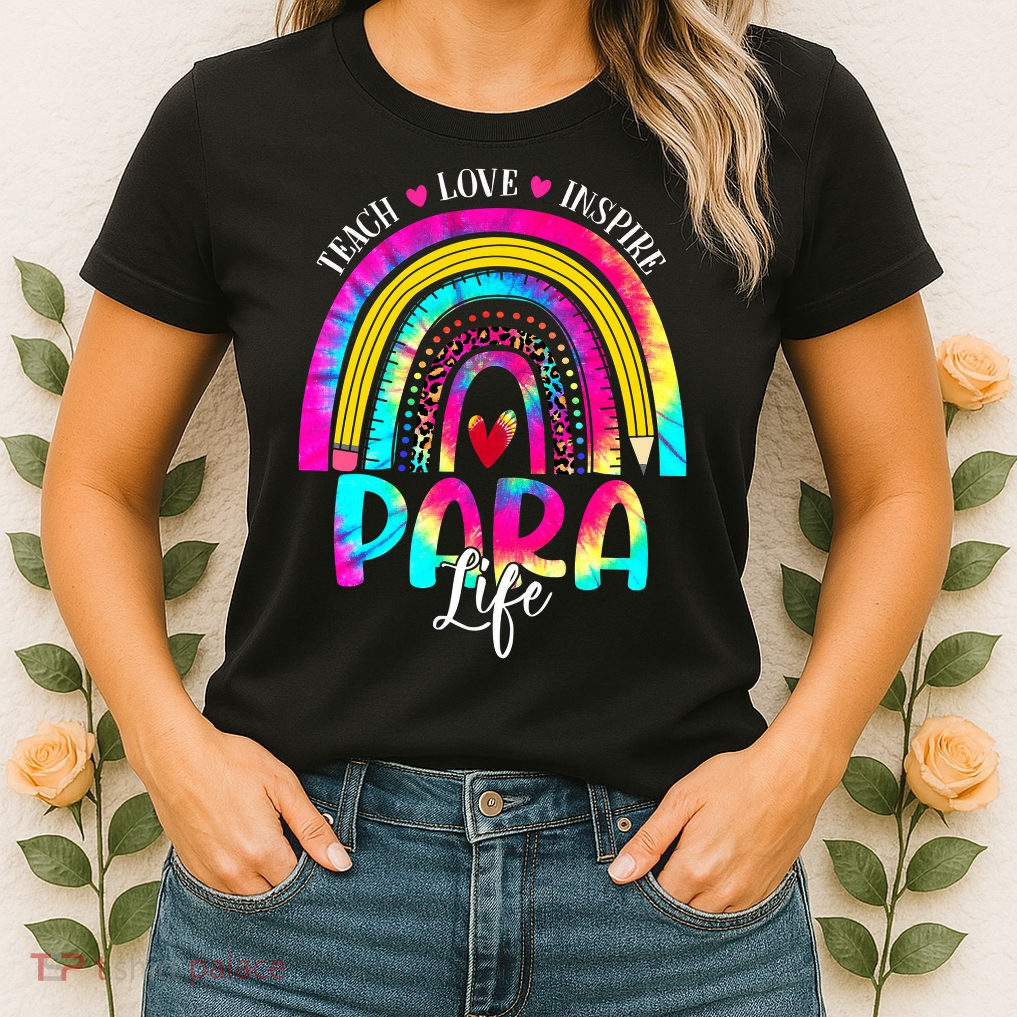 Funny Para Life Teacher Rainbow Tie Dye First Day Of School Women's T-Shirt