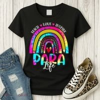 Funny Para Life Teacher Rainbow Tie Dye First Day Of School Women's T-Shirt thumb 3