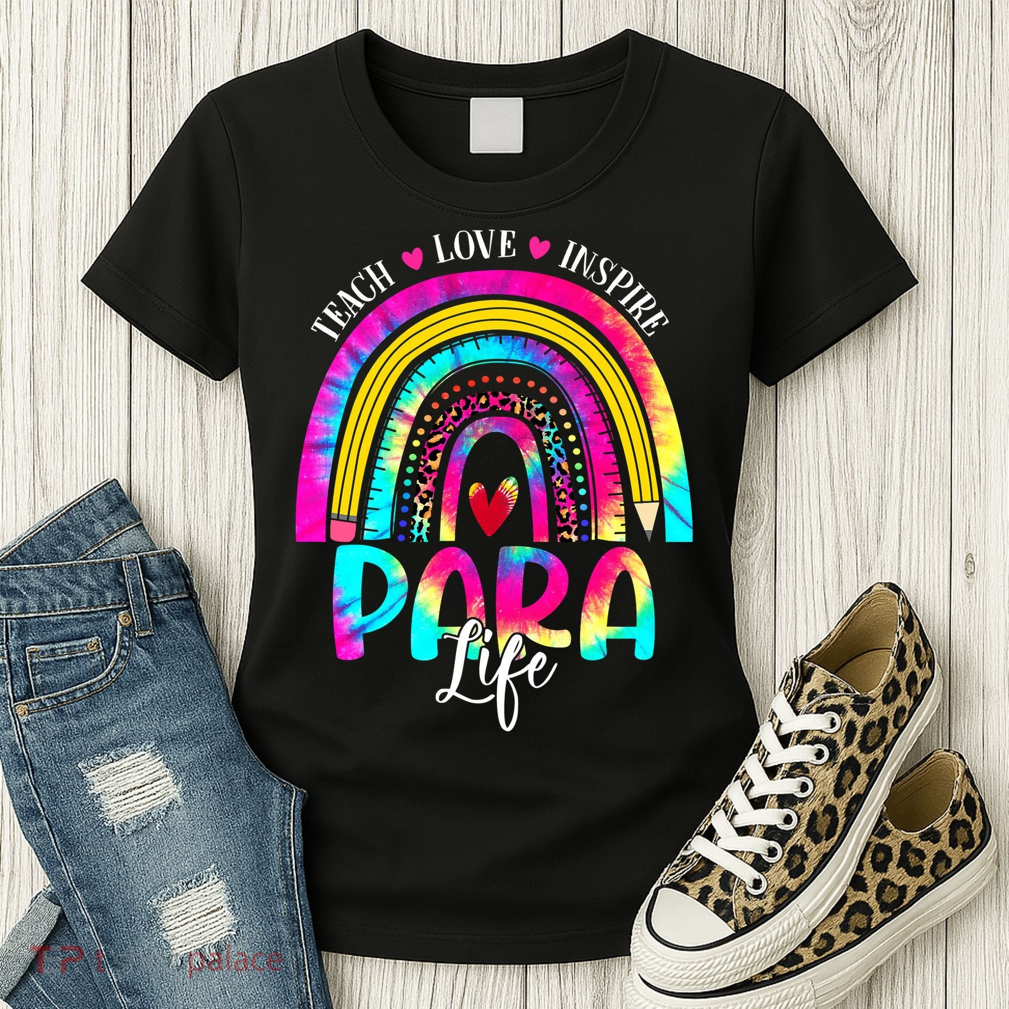 Funny Para Life Teacher Rainbow Tie Dye First Day Of School Women's T-Shirt
