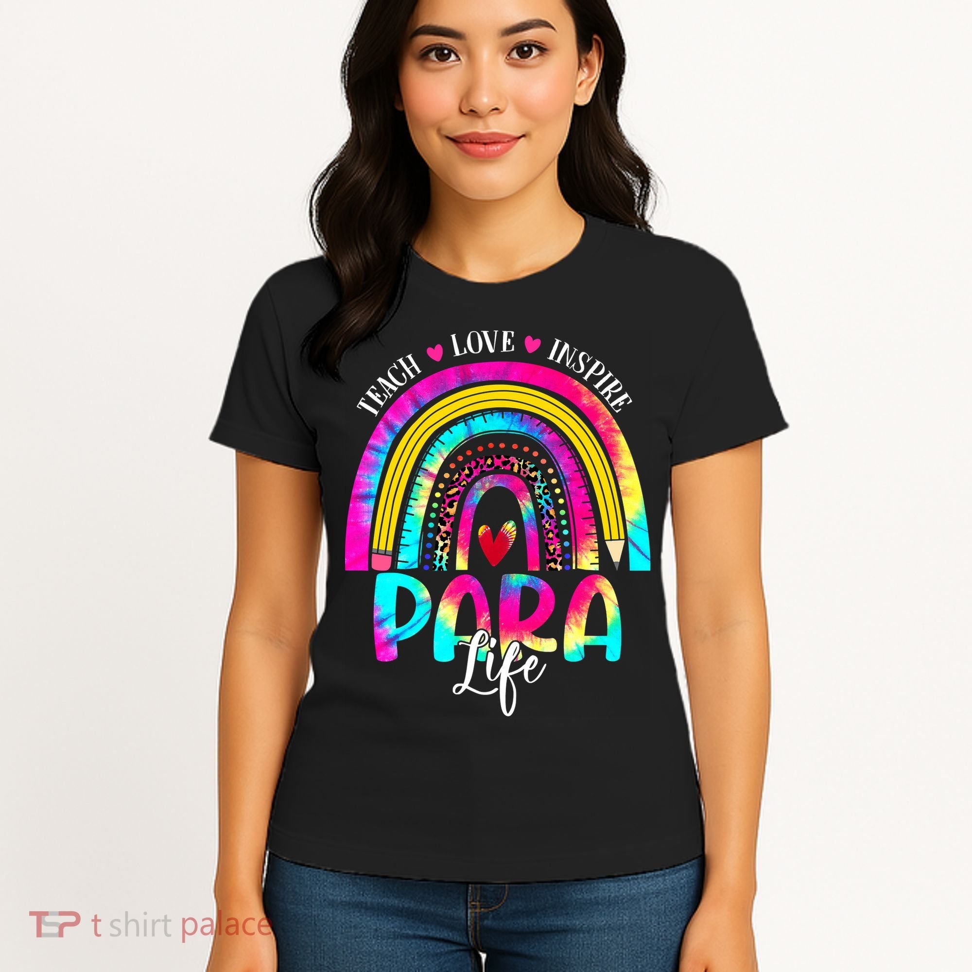 Funny Para Life Teacher Rainbow Tie Dye First Day Of School Women's T-Shirt