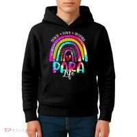 Funny Para Life Teacher Rainbow Tie Dye First Day Of School Kids Hoodie thumb 4