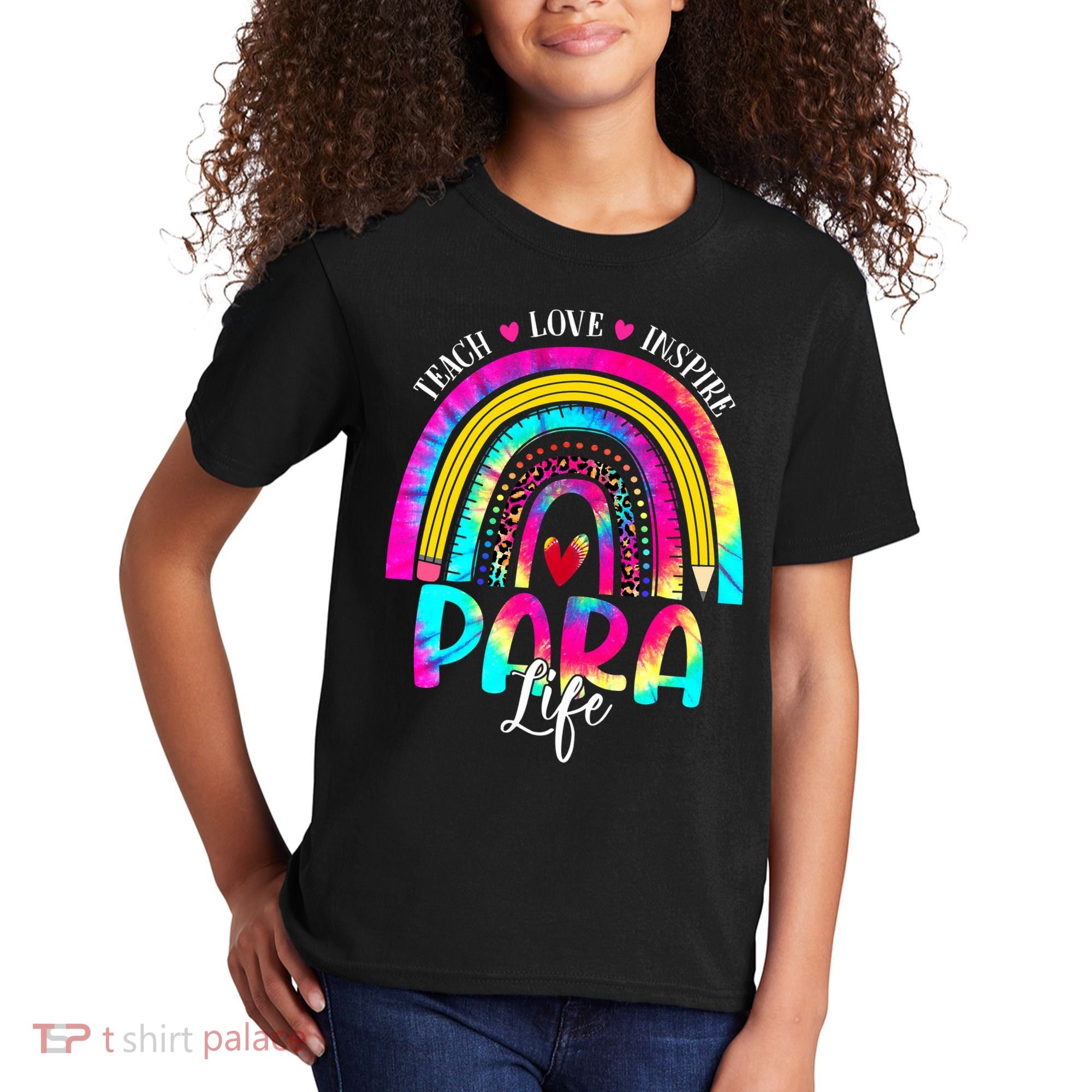 Funny Para Life Teacher Rainbow Tie Dye First Day Of School Kids T-Shirt