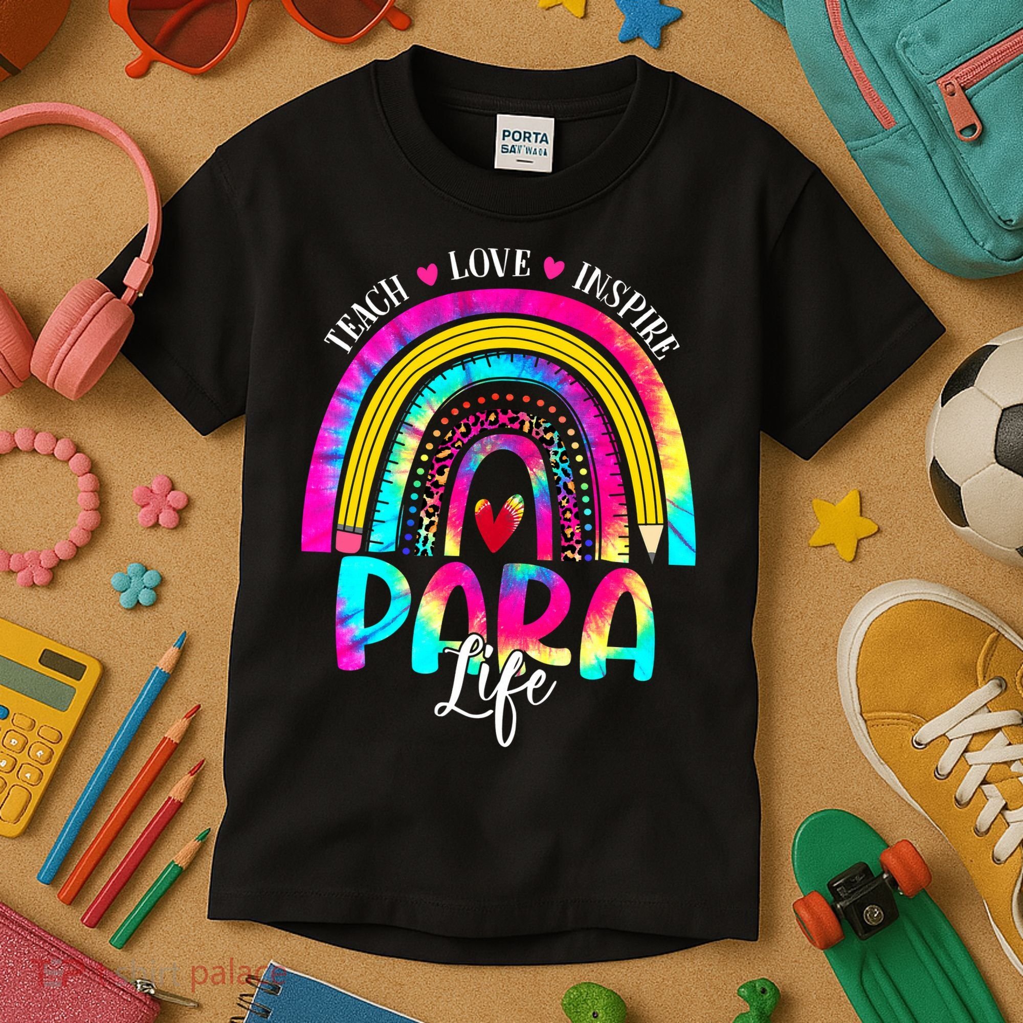 Funny Para Life Teacher Rainbow Tie Dye First Day Of School Kids T-Shirt