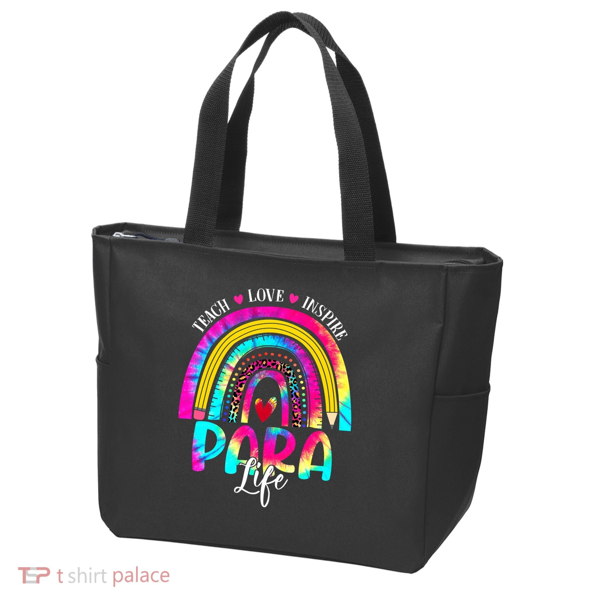Funny Para Life Teacher Rainbow Tie Dye First Day Of School Tote Bag