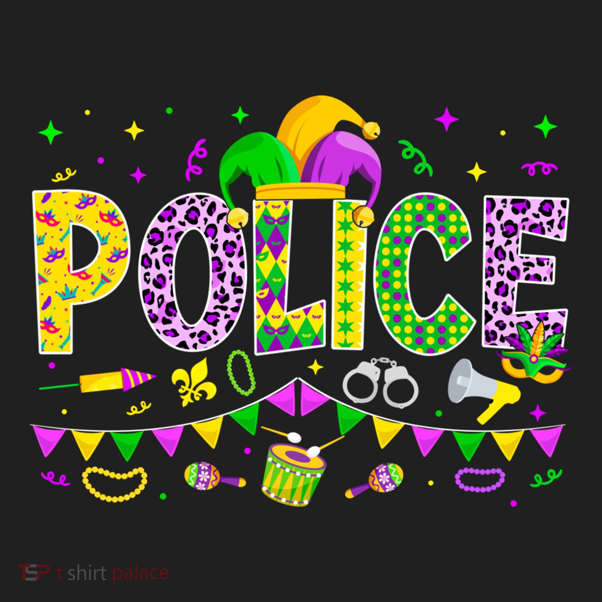 Funny Police Lover Mardi Gras Carnival Party Cool Gift Golf Towel