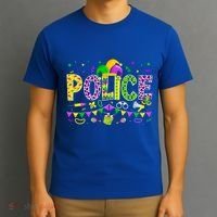 Funny Police Lover Mardi Gras Carnival Party Cool Gift T-Shirt thumb 3