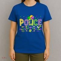 Funny Police Lover Mardi Gras Carnival Party Cool Gift T-Shirt thumb 4