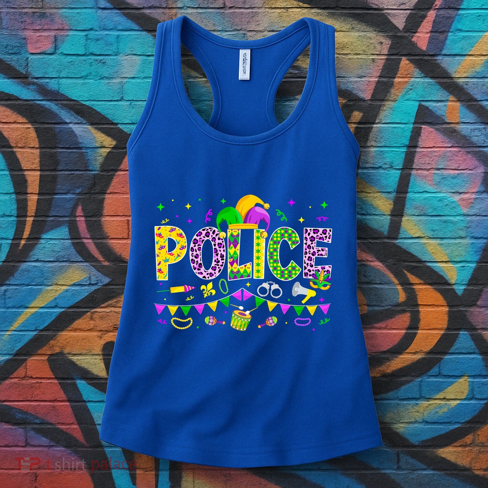 Funny Police Lover Mardi Gras Carnival Party Cool Gift Women's Tank Top