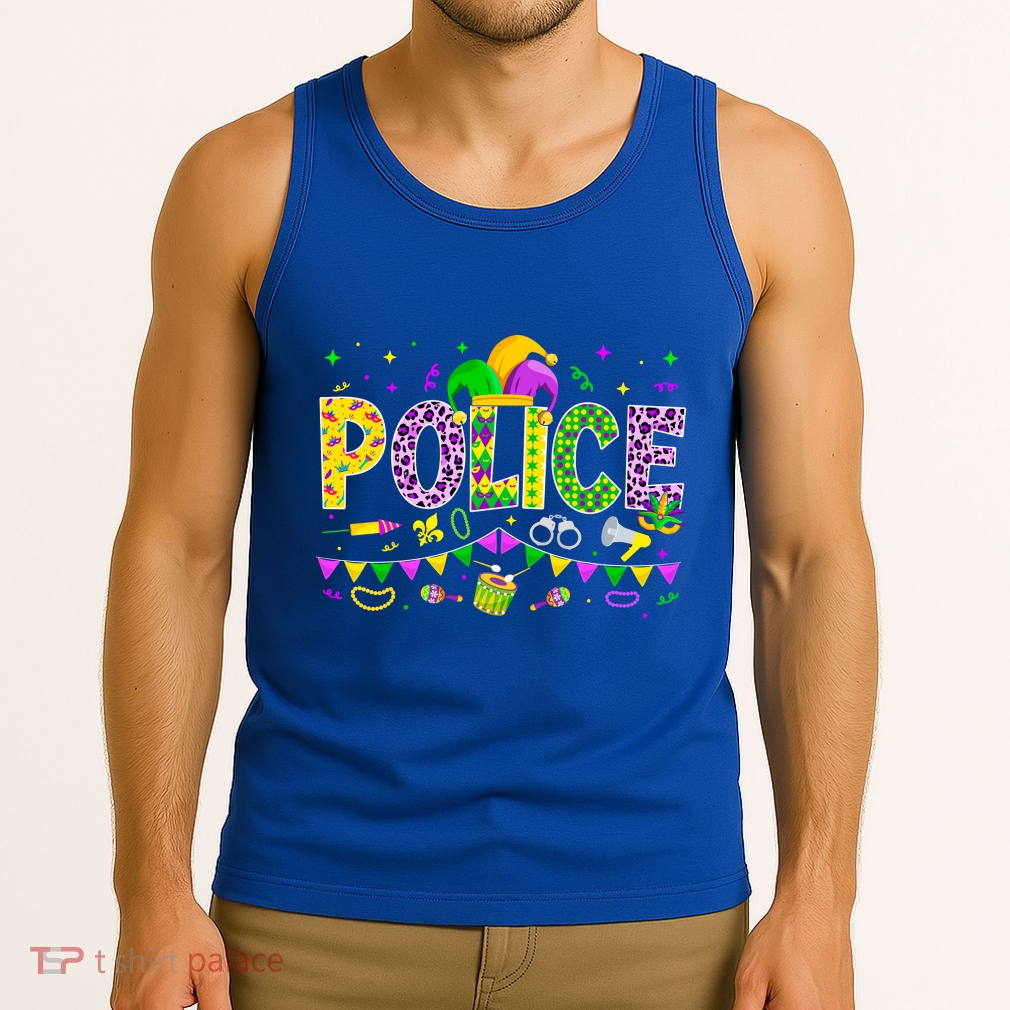 Funny Police Lover Mardi Gras Carnival Party Cool Gift Tank Top