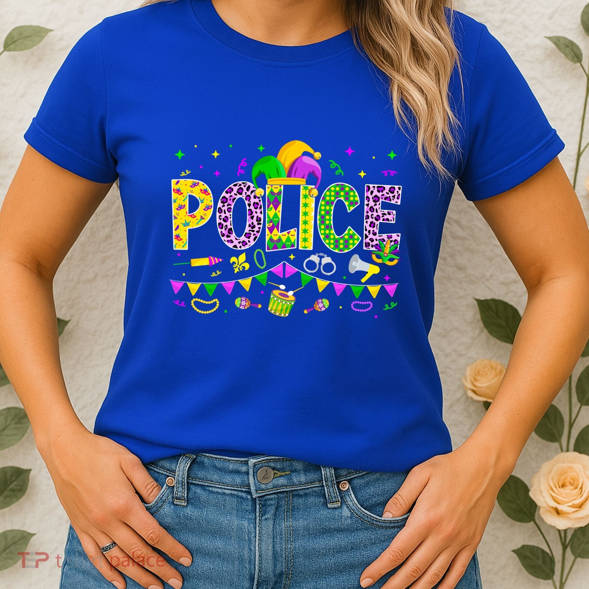 Funny Police Lover Mardi Gras Carnival Party Cool Gift Women's T-Shirt