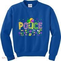 Funny Police Lover Mardi Gras Carnival Party Cool Gift Kids Sweatshirt thumb 0