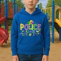 Funny Police Lover Mardi Gras Carnival Party Cool Gift Kids Hoodie thumb 2