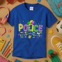 Funny Police Lover Mardi Gras Carnival Party Cool Gift Kids T-Shirt thumb 3