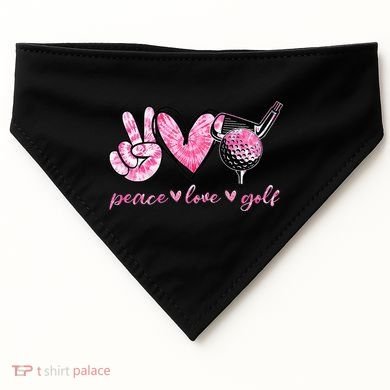 Funny Peace Love Golf Player Sport Lovers USA-Made Doggie Bandana