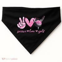 Funny Peace Love Golf Player Sport Lovers USA-Made Doggie Bandana thumb 0