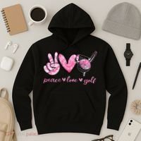 Funny Peace Love Golf Player Sport Lovers Hoodie thumb 3