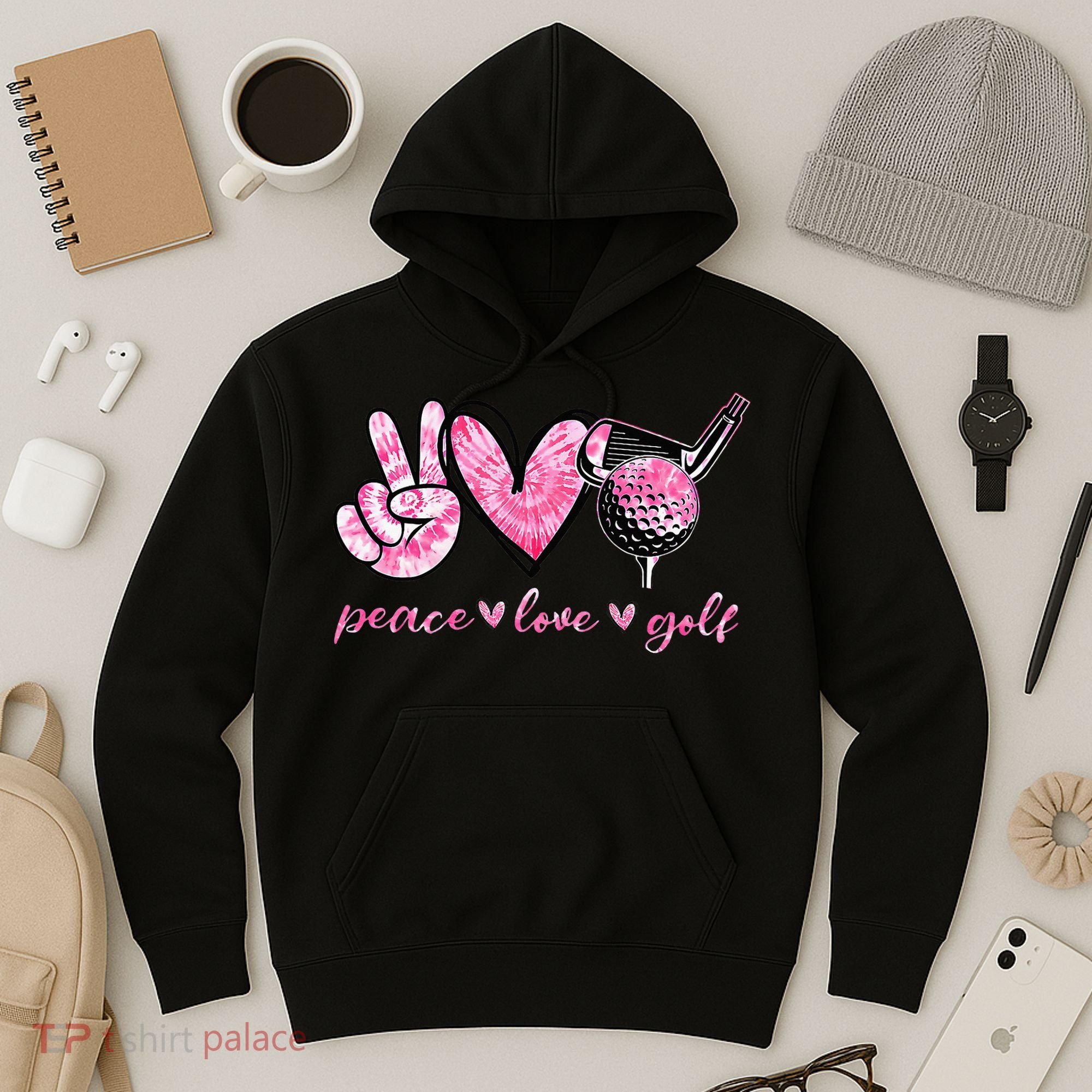 Funny Peace Love Golf Player Sport Lovers Hoodie