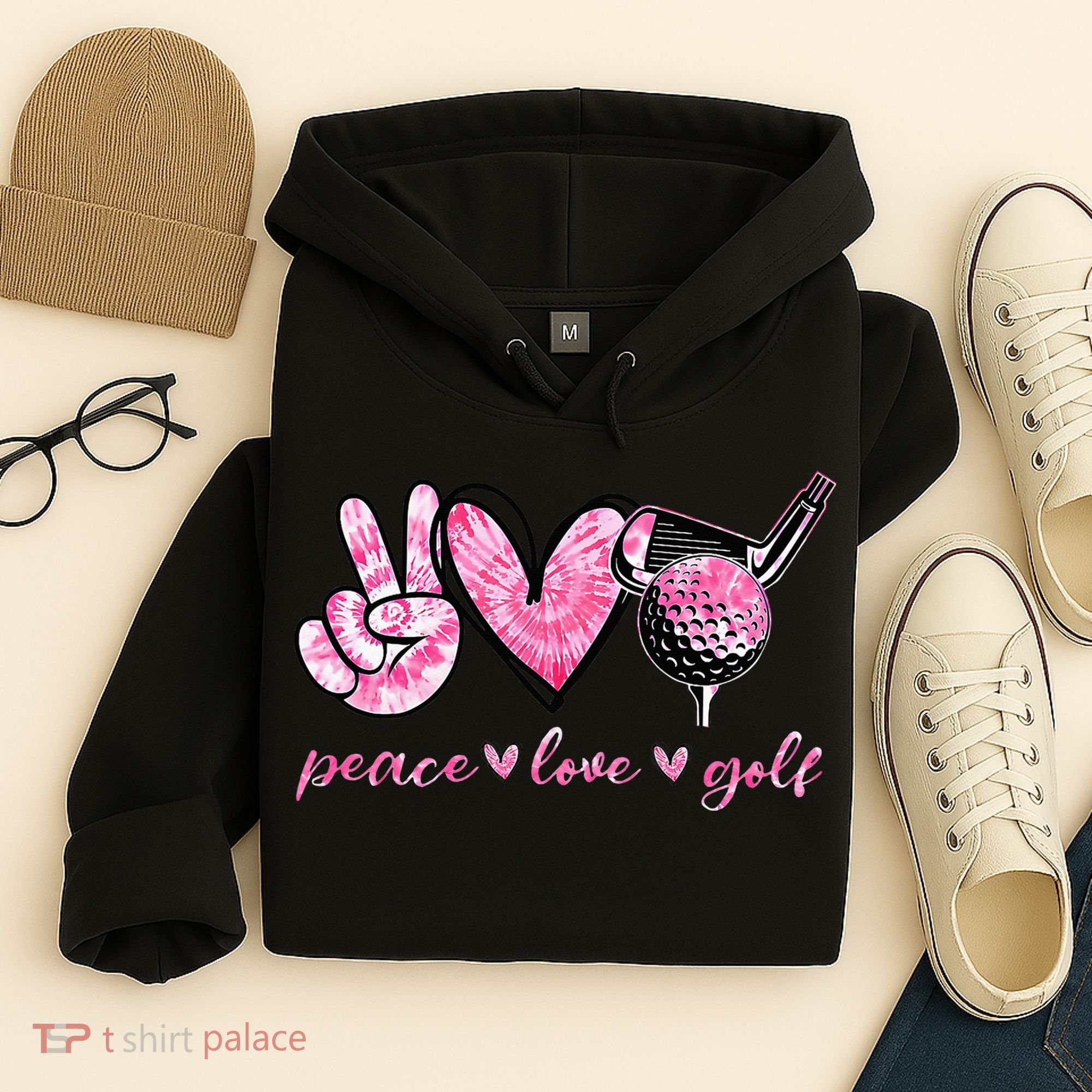 Funny Peace Love Golf Player Sport Lovers Hoodie