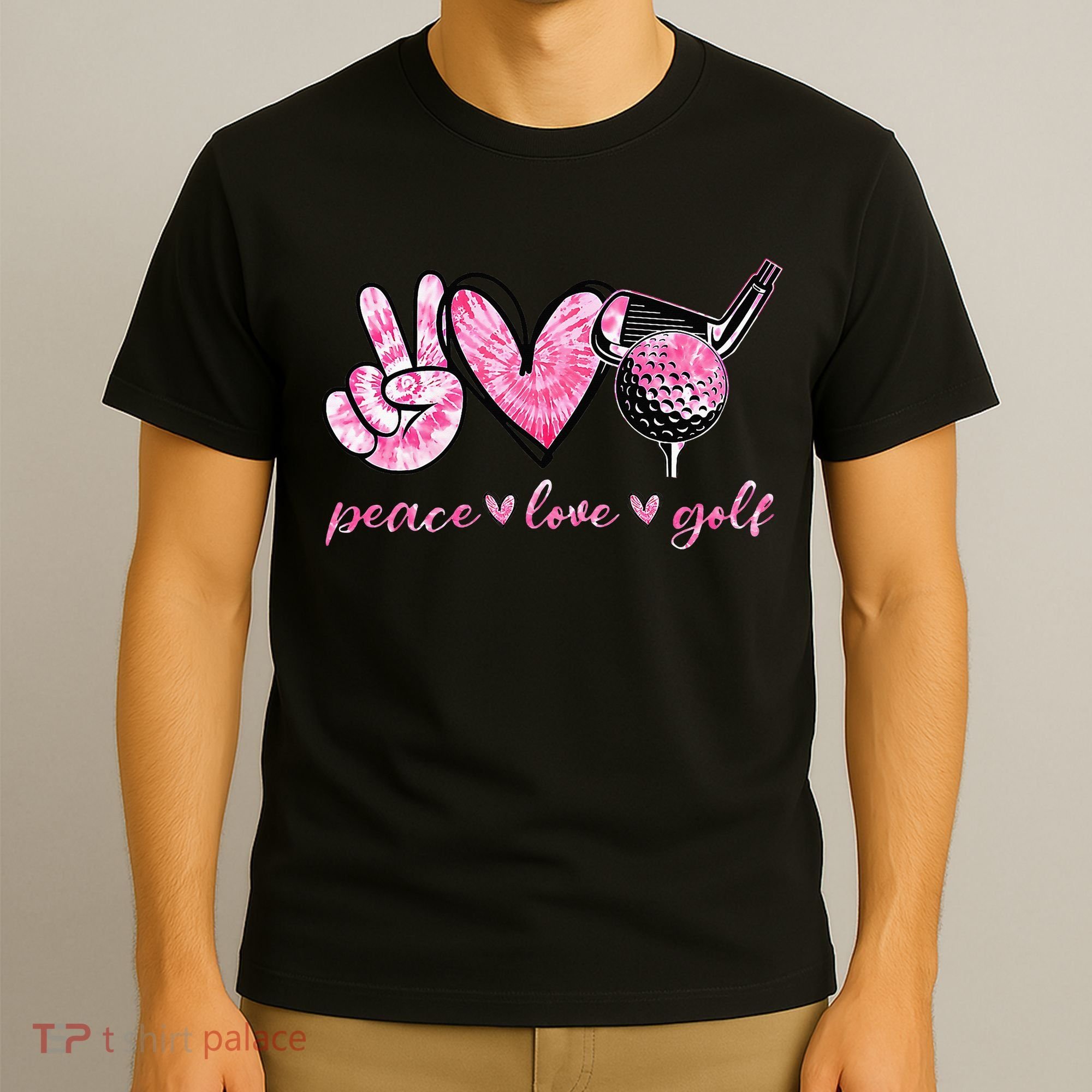 Funny Peace Love Golf Player Sport Lovers T-Shirt