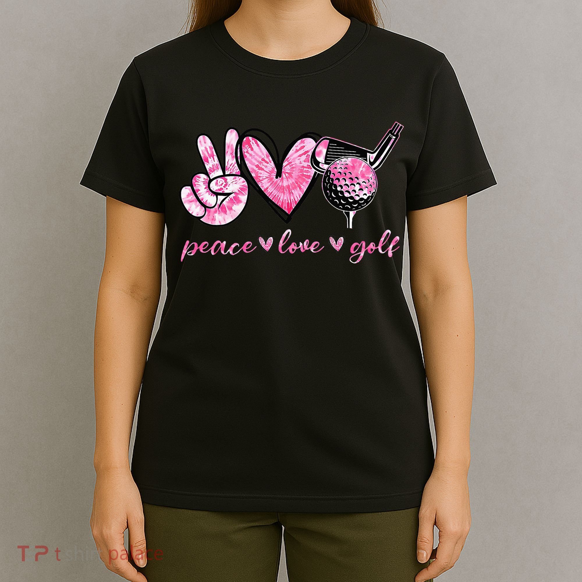 Funny Peace Love Golf Player Sport Lovers T-Shirt