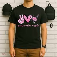 Funny Peace Love Golf Player Sport Lovers T-Shirt thumb 6