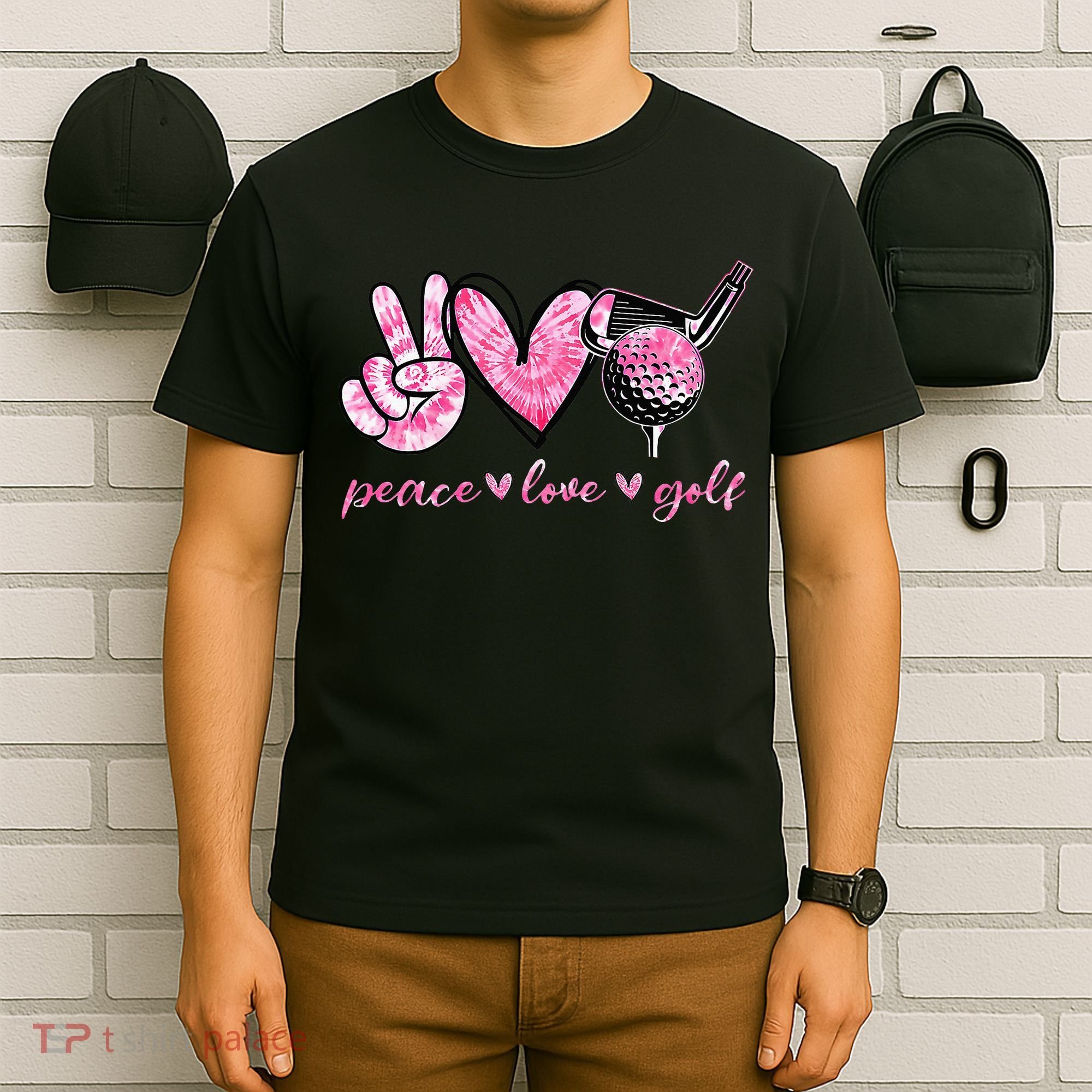 Funny Peace Love Golf Player Sport Lovers T-Shirt