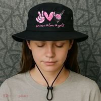 Funny Peace Love Golf Player Sport Lovers Bucket Hat thumb 3
