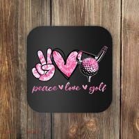 Funny Peace Love Golf Player Sport Lovers Coaster thumb 0
