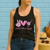 Funny Peace Love Golf Player Sport Lovers Women's Tank Top thumb 2