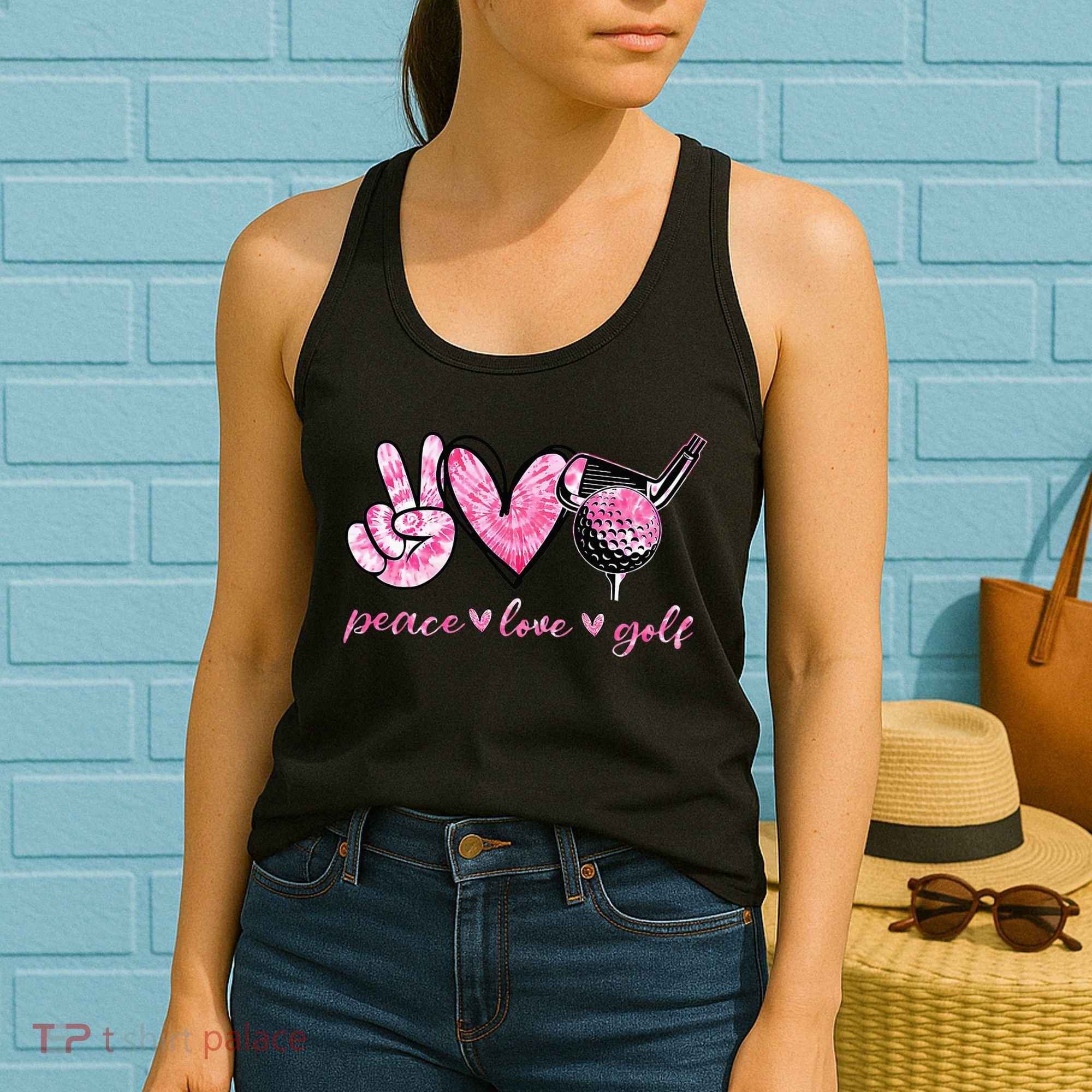 Funny Peace Love Golf Player Sport Lovers Women's Tank Top