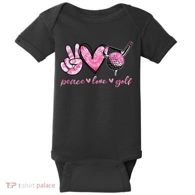 Funny Peace Love Golf Player Sport Lovers Baby Bodysuit