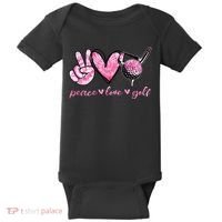 Funny Peace Love Golf Player Sport Lovers Baby Bodysuit thumb 0