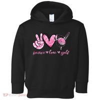 Funny Peace Love Golf Player Sport Lovers Toddler Hoodie thumb 0
