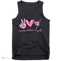 Funny Peace Love Golf Player Sport Lovers Tank Top thumb 0