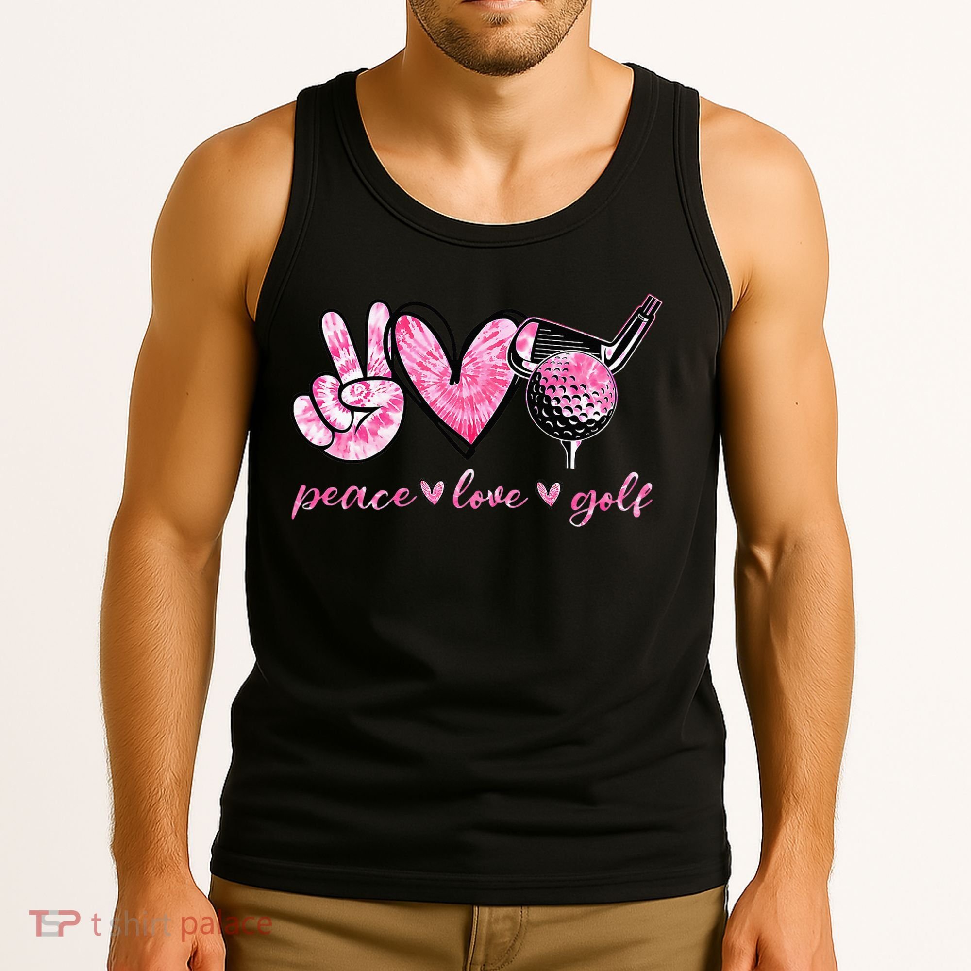 Funny Peace Love Golf Player Sport Lovers Tank Top