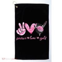 Funny Peace Love Golf Player Sport Lovers Golf Towel thumb 0