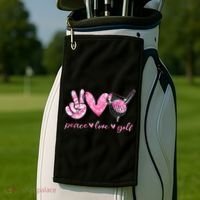 Funny Peace Love Golf Player Sport Lovers Golf Towel thumb 2